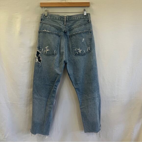 AGOLDE Womens 90's Mid Rise Buttonfly Straight Fit Jeans Distressed Size 26 - Picture 3 of 9
